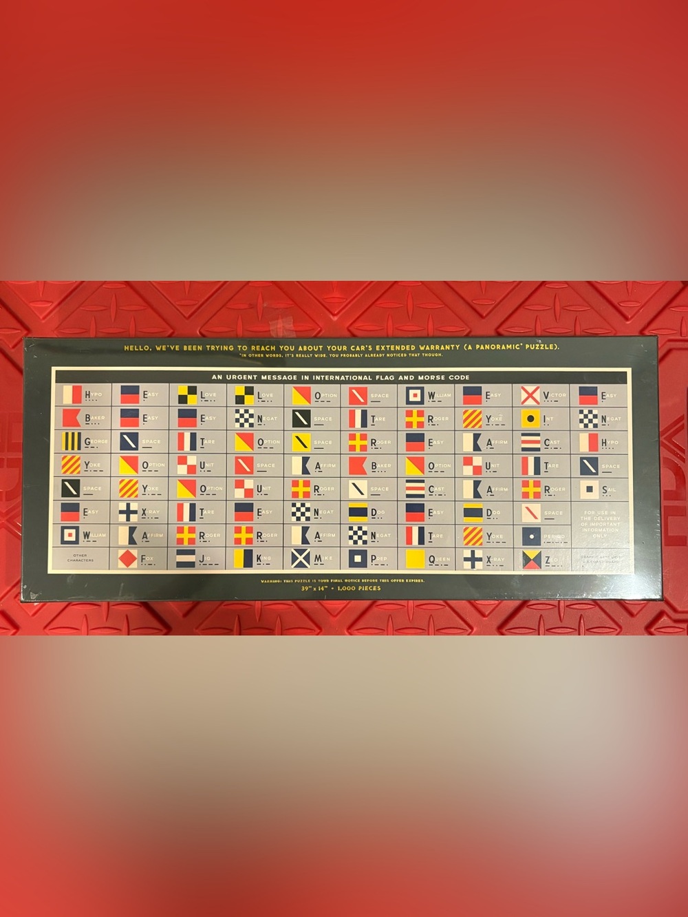 Brass Monkey Car Extended Warranty Puzzle 1000 Piece Panoramic 39x14 NEW Sealed